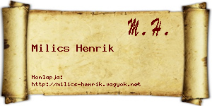 Milics Henrik névjegykártya